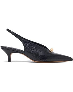 Maje Snakeskin-Embossed Leather Slingback Heels 50 - Blue
