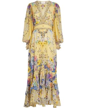 CAMILLA Silk Darling Buds Maxi Dress - Metallic
