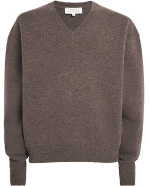 Studio Nicholson Wool-Cashmere V-Neck Jumper - Brown