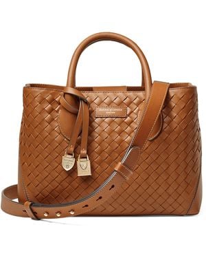 Aspinal of London Midi Leather London Tote Bag - Brown
