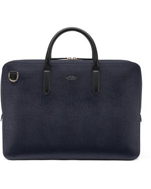 Smythson Leather Briefcase - Blue