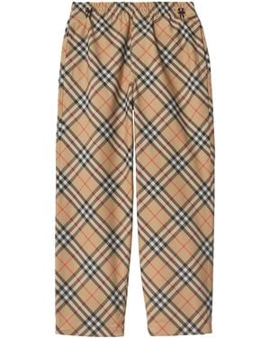 Burberry Check Twill Pants - Natural
