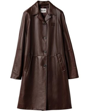 Miu Miu Nappa Leather Coat - Brown