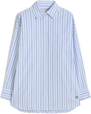 Weekend by Maxmara Cotton Striped Oversized Shirt - Blue