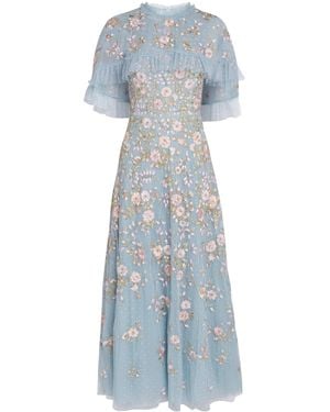 Needle & Thread Tulle Cape Eden Maxi Dress - Blue