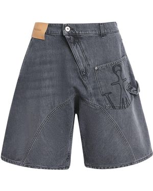 JW Anderson Cotton Twisted Workwear Shorts - Grey