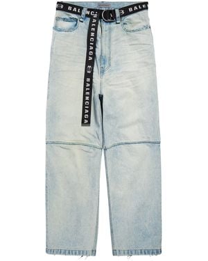 Balenciaga Belted Wide-Leg Jeans - Blue