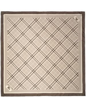 Burberry Silk Check Knight Stamp Scarf - Metallic