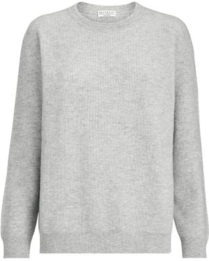Brunello Cucinelli Cashmere Monili-Detail Jumper - Grey