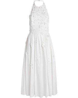 Carolina Herrera Cotton-Blend Floral Halterneck Midi Dress - White