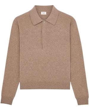 Saint Laurent Virgin Wool Polo Jumper - Brown
