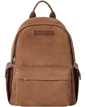 Brunello Cucinelli Suede Travel Backpack - Brown