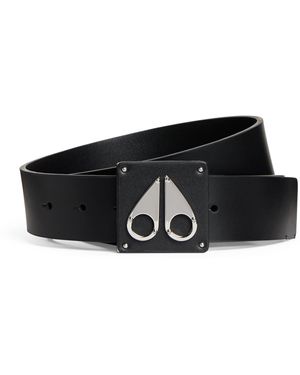Moose Knuckles Leather Logo Belt - Black