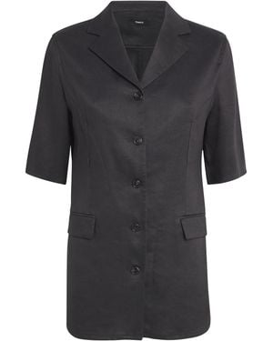 Theory Linen-Blend Blazer - Black