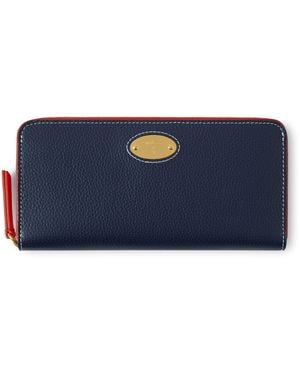 Mulberry Leather Logo Plaque Purse - Blue