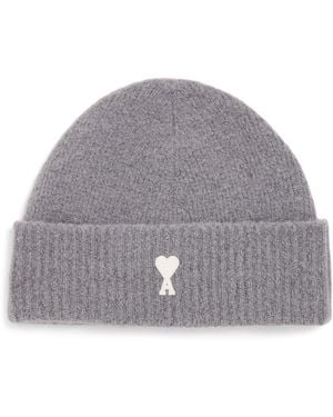 Ami Paris Wool-Blend Ami De Coeur Beanie - Gray
