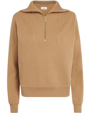 Harrods Cotton Zip-Up Funnel-Neck Sweater - Natural