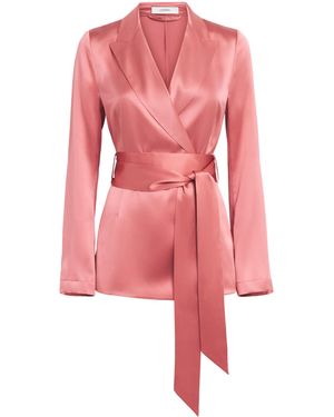 JOSEPH Silk Satin Archer Jacket - Pink