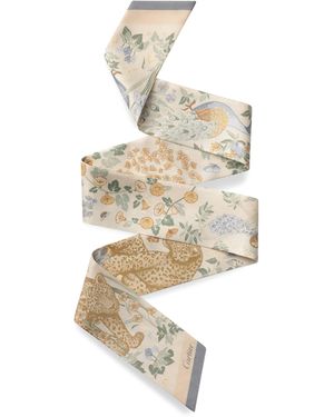 Cartier Silk Blooming Panthère Skinny Scarf - White