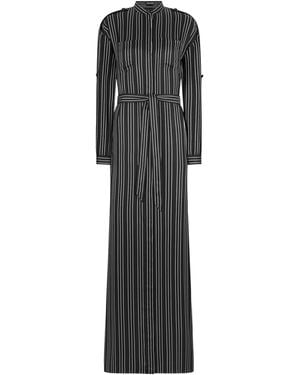 Tom Ford Silk Stripe Maxi Shirt Dress - Black