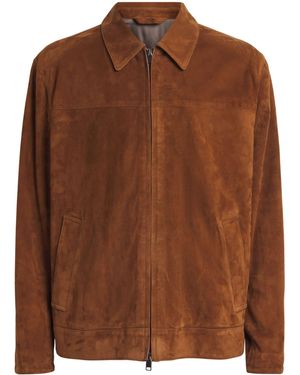 Brioni Lambskin Suede Bomber Jacket - Brown