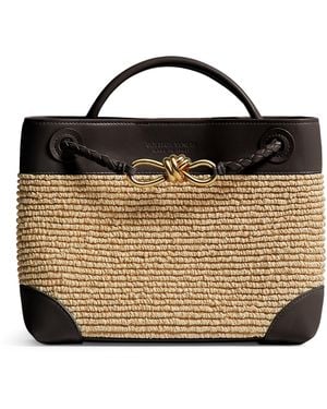 Bottega Veneta Small Raffia Andiamo Top-Handle Bag - Black