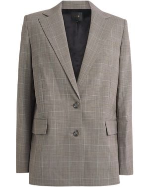 Maje Wool-Blend Check Blazer - Grey
