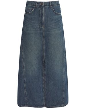 ME+EM Denim A-Line Maxi Skirt - Blue
