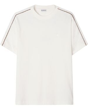 Burberry Cotton Check-Piping Slim T-Shirt - White