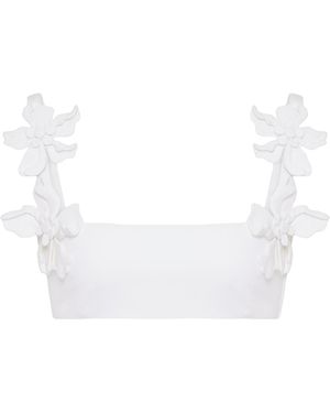 Valentino Garavani Floral Appliqué Crop Top - White