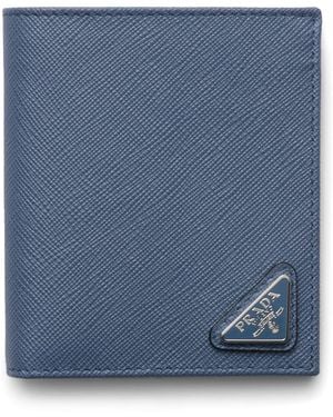 Prada Saffiano Leather Logo Wallet - Blue