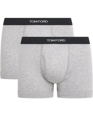 Tom Ford Stretch-Cotton Logo Briefs - Gray