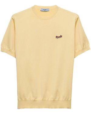 Prada Recycled Silk-Blend Logo Jumper - Natural