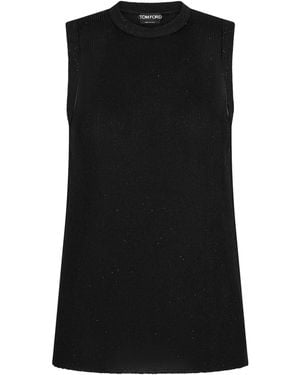 Tom Ford Micro-Sequin Knitted Tank Top - Black
