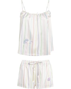 Manitu Silk-Blend Ocean Stripe Tank And Shorts Pyjama Set - White