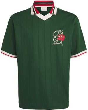 Drole de Monsieur Embroidered Hibiscus Polo Shirt - Green