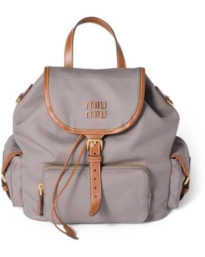 Miu Miu Canvas-Leather Backpack - Grey