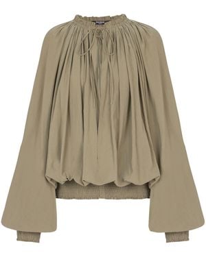 Balmain Cotton Peasant Blouse - Natural