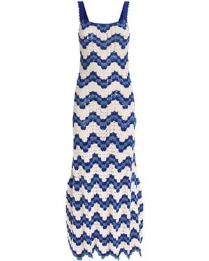 Escvdo Organic Cotton Crochet Marea Maxi Dress - Blue