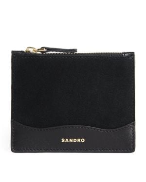 Sandro Leather-Suede Card Holder - Black