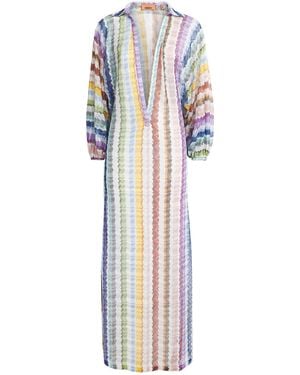 Missoni Zigzag Kaftan Maxi Dress - White