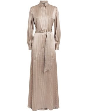 Kiton Silk Printed Maxi Shirt Dress - Natural