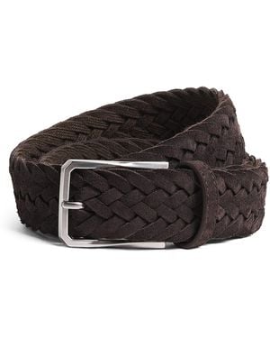 Canali Suede Woven Belt - Black