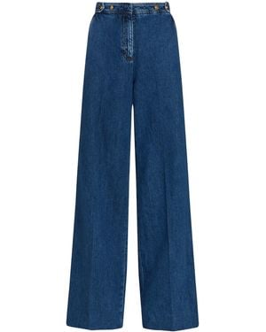 Sandro Button-Waist Wide-Leg Jeans - Blue
