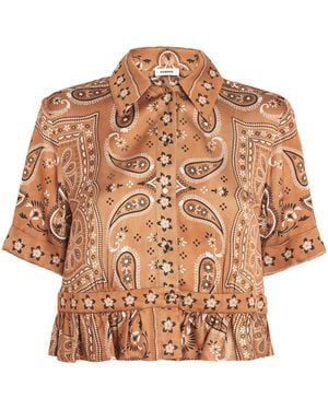 Sandro Bandana-Print Cropped Shirt - Brown