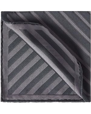 Brunello Cucinelli Silk Stripe Pocket Square - Black