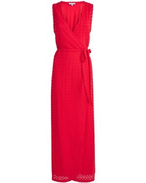 Melissa Odabash Crochet Zima Tie-Waist Kaftan - Red