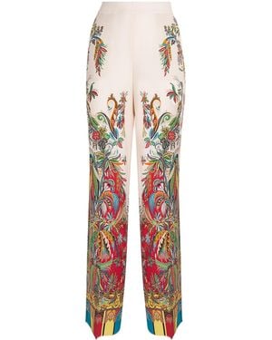 Etro Silk Paisley Tailored Trousers - White