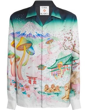 CASABLANCA Silk Flowers Relaxed Shirt - Green