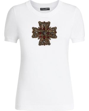 Dolce & Gabbana Cotton Embellished T-Shirt - White